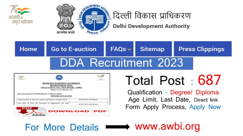 DDA Recruitment 2023 Notification PDF Out Apply For 687 Vacancies DDA-vacancy-2023